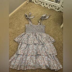 spring dress, size medium(6) blue with orange floral design